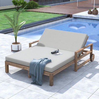 TREXM 1-Piece Farmhouse-styled Wooden Outdoor Sunbed for Ultimate Relaxation Outdoor Daybed Seating 2 People for Poolside, Garden and Backyard (Grey) image 12