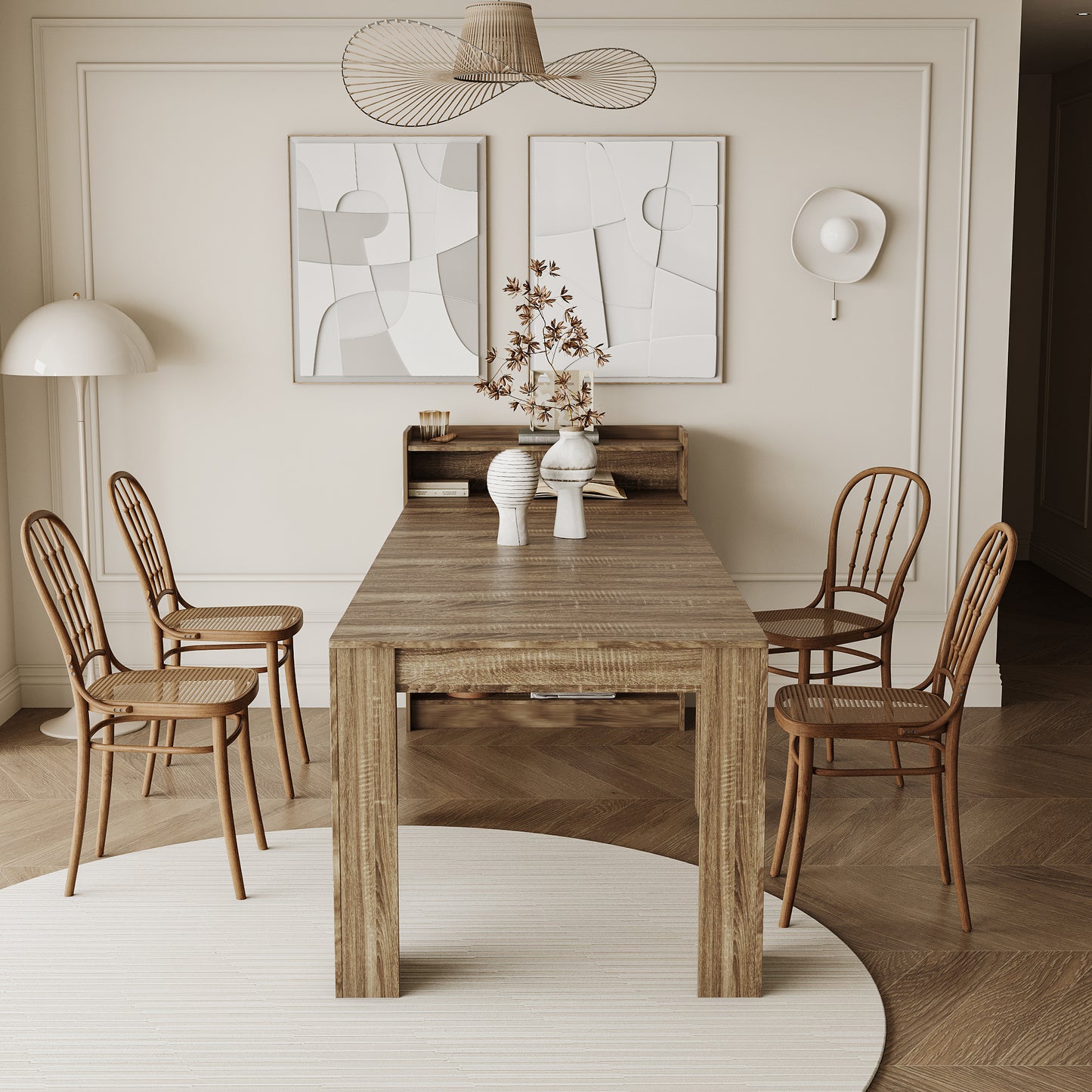 Modern Extendable Dining Table with Storage image 2