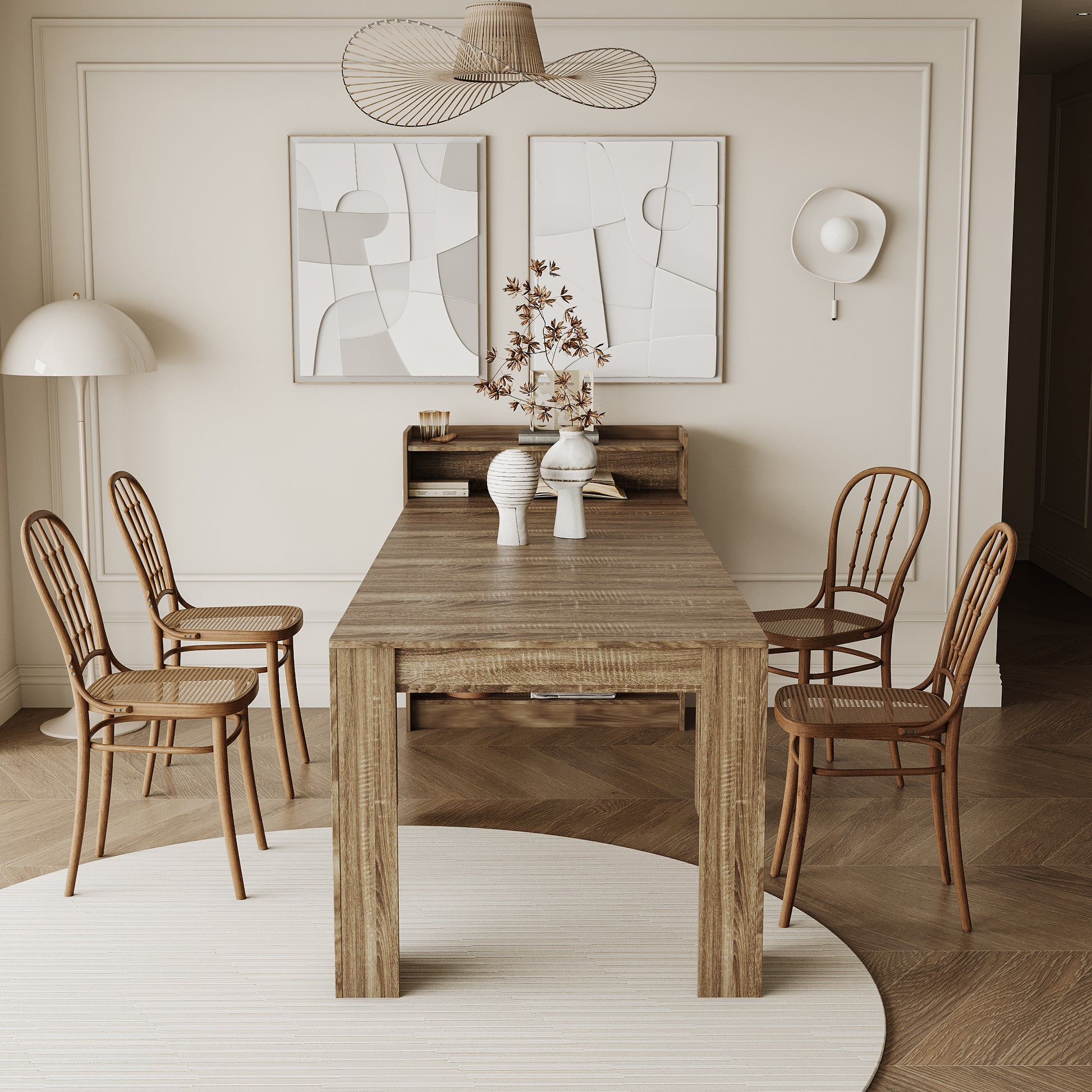 Modern Extendable Dining Table with Storage image 2