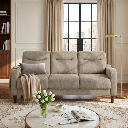 Contemporary Brown Sofa Chenille Fabric Upholstery Foam Comfort Solid Wood Living Room Furniture 1pc image 11