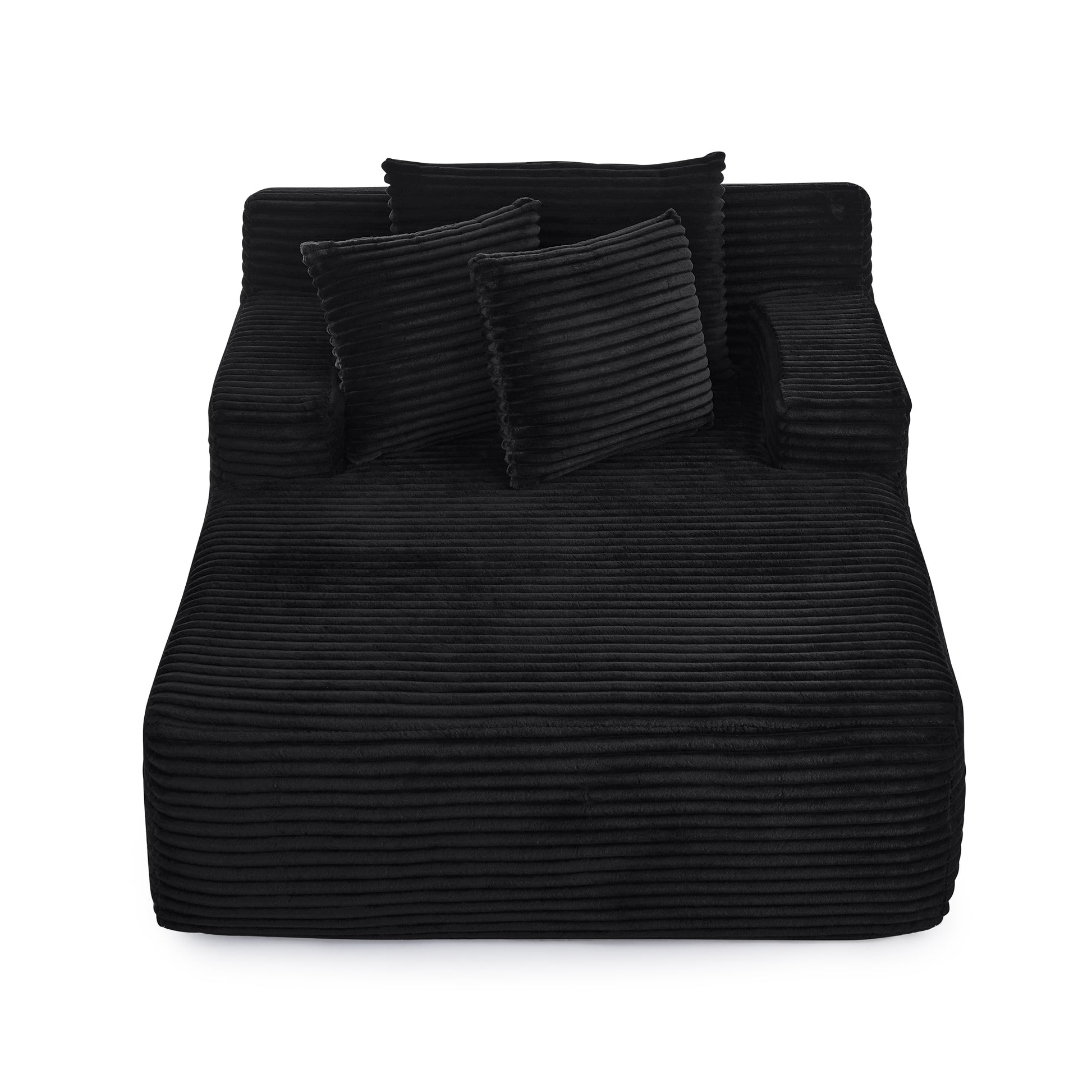 Single lazy sofa lounge chair, no assembly required, made of velvet fabric, fluffy modern single lounge chair, used for indoor living rooms and bedrooms-Black image 7