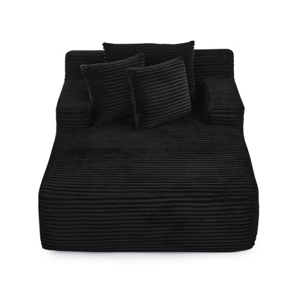Single lazy sofa lounge chair, no assembly required, made of velvet fabric, fluffy modern single lounge chair, used for indoor living rooms and bedrooms-Black image 7