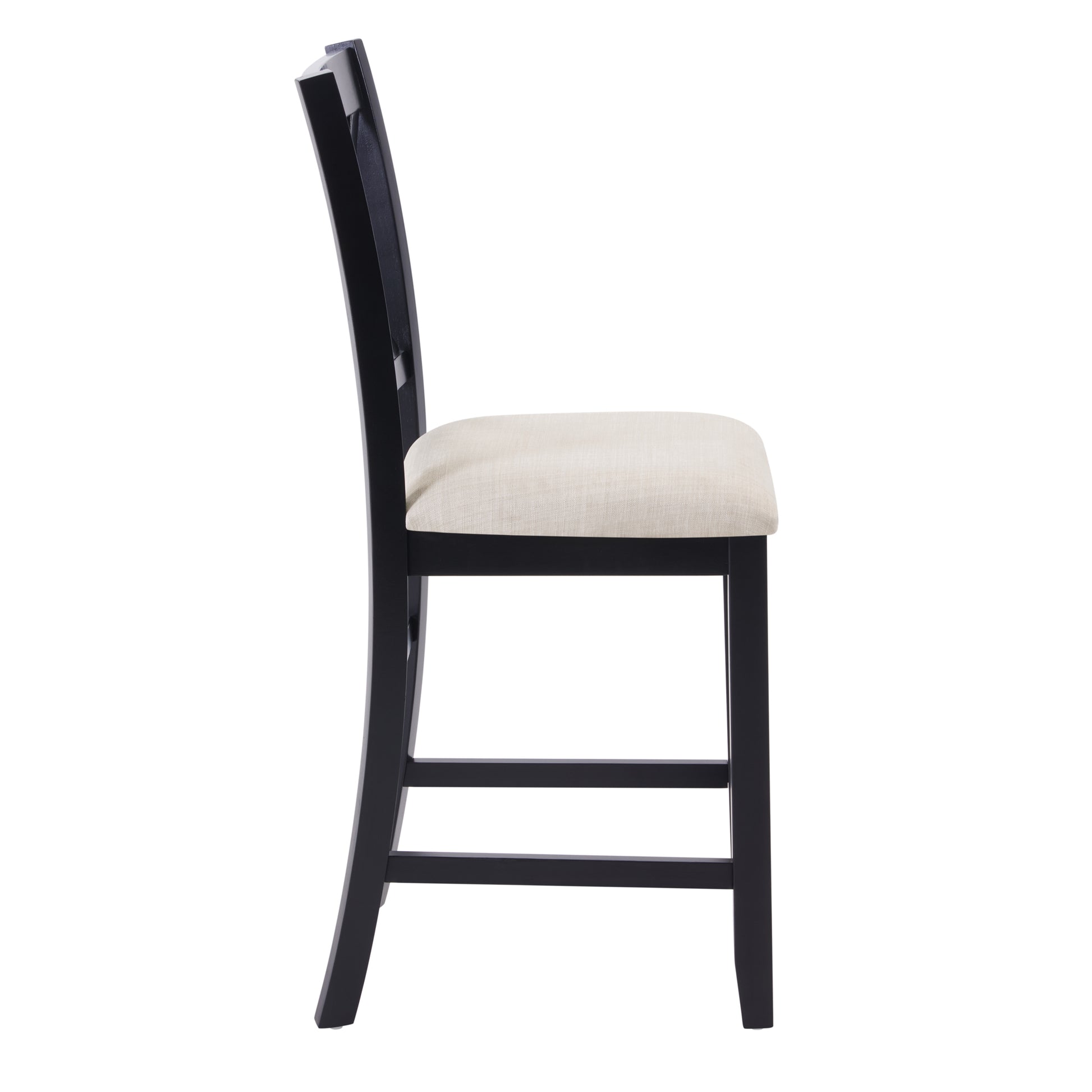 Dining Chairs Only, Wooden Counter Height Dining Chairs Set of 4, Kitchen Chair with Padded Seat, Upholstered Side Chair for Dining Room, Living Room, Kitchen, Black & Beige two tone image 10