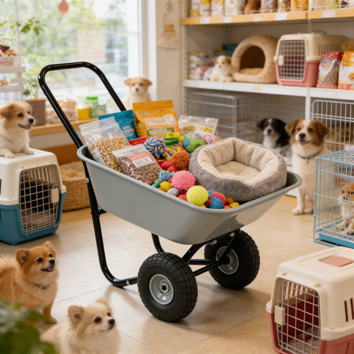 Two-wheeled cart, garden cart, 10-inch pneumatic wheels(gray) image 9