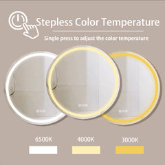24 in. White Framed Dimmable Anti-Fog LED Bathroom Vanity Mirror
