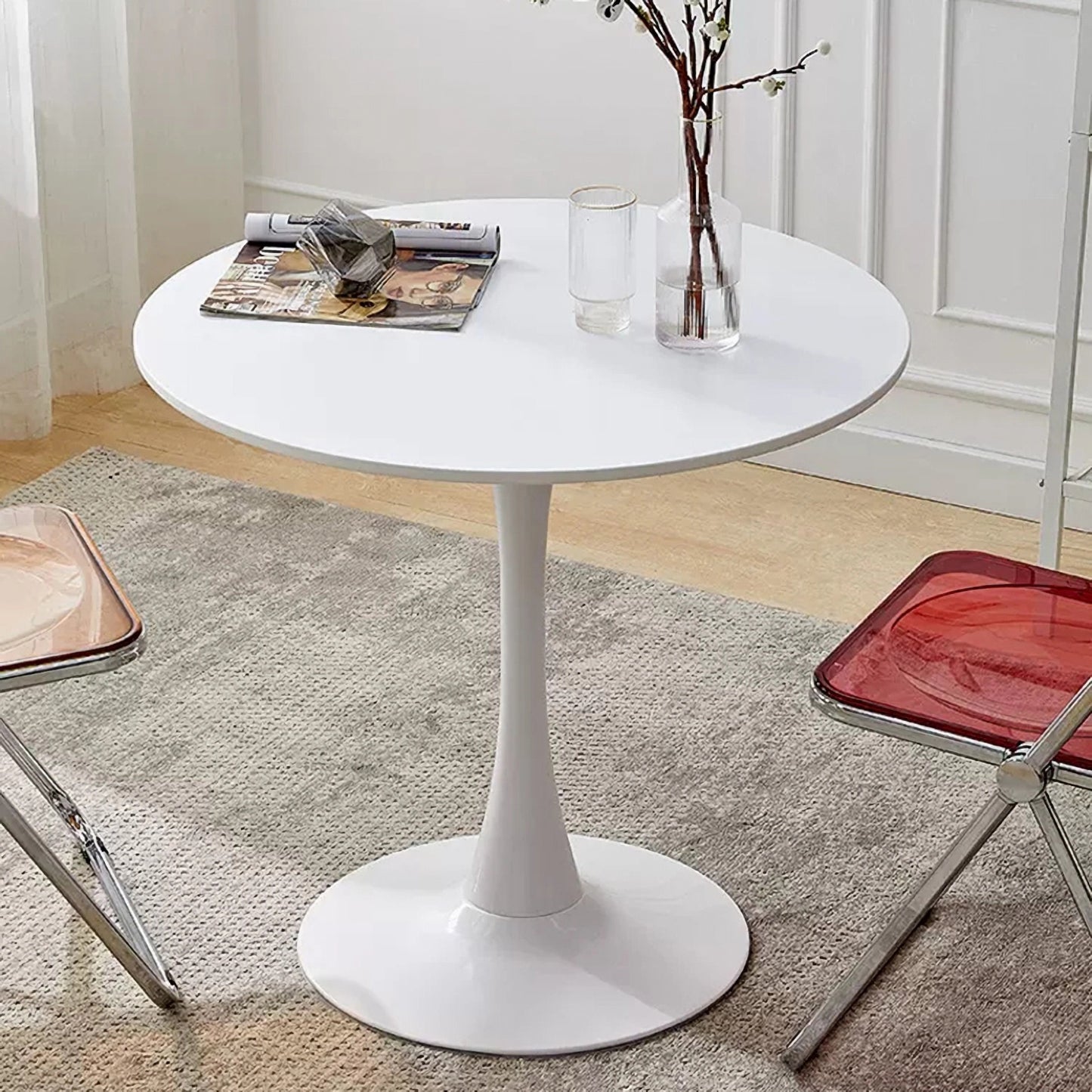 Modern Round Dining Table, ∅31.5'' Kitchen Dining Room Furniture, Coffee Table, Leisure Table, Living Room Table, Oval Dining Table, WHTIE image 11