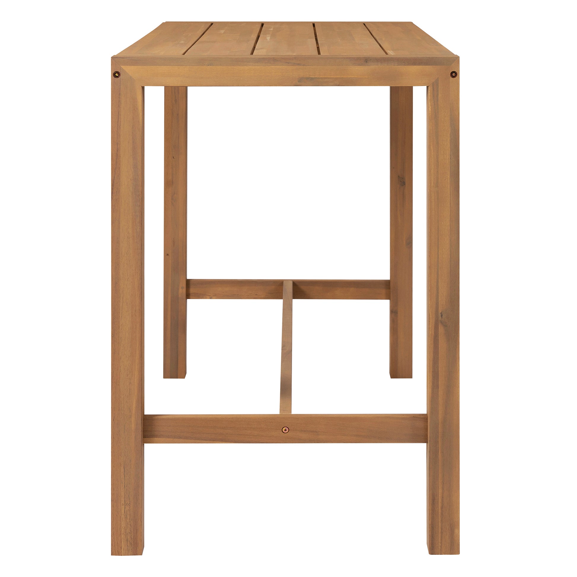 TREXM 5-Piece Rustic Patio Bar Set, Patio Table and Chairs Set with Ergonomic Chairs, Solid Wood Slatted Tabletop for Poolside, Balcony, Backyard, Porch (Light Teak+Beige Cushion) image 8