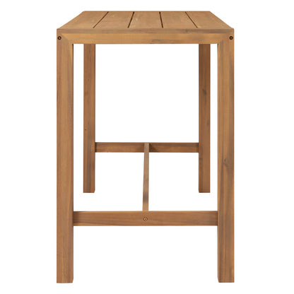 TREXM 5-Piece Rustic Patio Bar Set, Patio Table and Chairs Set with Ergonomic Chairs, Solid Wood Slatted Tabletop for Poolside, Balcony, Backyard, Porch (Light Teak+Beige Cushion) image 8