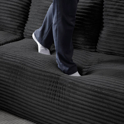 105'' Modular Sectional Sofa, Cloud Sectional Couch with Deep Seat, Modern Modular L-Shape Sofa Couch with Chaise,Upholstered Couches for Living Room Bedroom,No Assembly, (BLACK) image 9