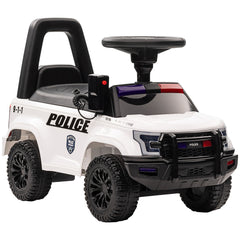 Aosom Kids Push Ride On Car with Working PA System and Horn, Police Truck Style  Foot-to-Floor Sliding Car for Boys and Girls with Under-Seat Storage, for 18 Months to 5 Years Old, White