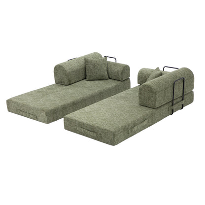 Convertible Sleeper Sofa Bed,two-tone blended fabric Folding Mattress Couch with Fixed-Shape Frame, Floor Sofa Lounge Couch for Living Room Bedroom(Moss Green) image 8