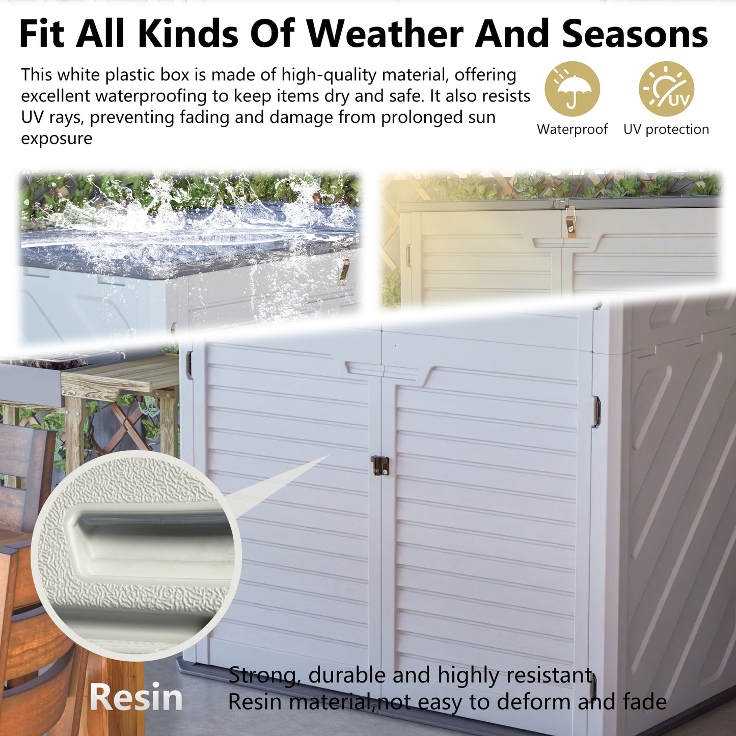 Rust Proof Resin Garden Equipment Storage - Weatherproof, Spacious, UV Resistant Material, Non-Partitioned image 5