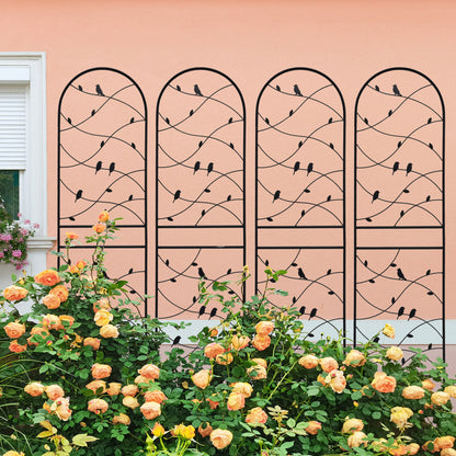 4 Pack Metal Garden Trellis 71" x 19.7" Rustproof Trellis for Climbing Plants Outdoor Flower Support Bird Deco Black image 1