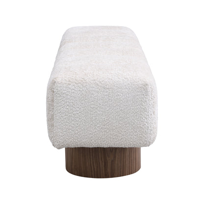 Upholstered Dining Bench for Dining Room, No-Assembly End of Bed Entryway Bench Ottoman for Bedroom Living Room, Beige Faux Fur Fabric, 300 LBS Weight Capacity image 6