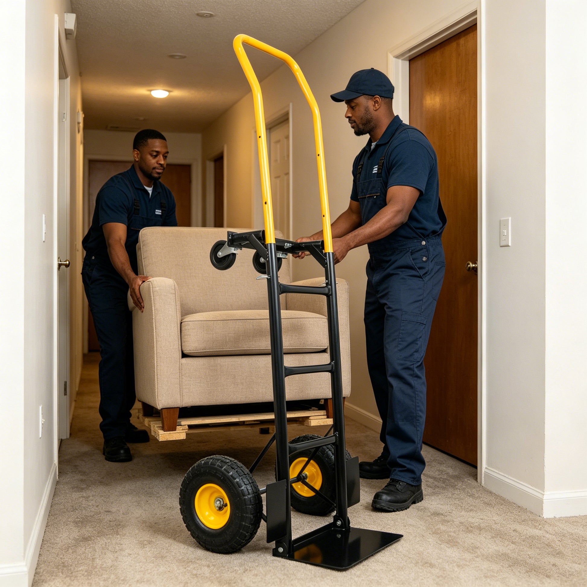 HT1006BK-YL Hand Truck Dual Purpose 2 Wheel Dolly Cart and 4 Wheel Push Cart with Swivel Wheels 330 Lbs Capacity Heavy Duty Platform Cart for Moving/Warehouse/Garden/Grocery image 3