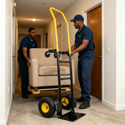 HT1006BK-YL Hand Truck Dual Purpose 2 Wheel Dolly Cart and 4 Wheel Push Cart with Swivel Wheels 330 Lbs Capacity Heavy Duty Platform Cart for Moving/Warehouse/Garden/Grocery image 3