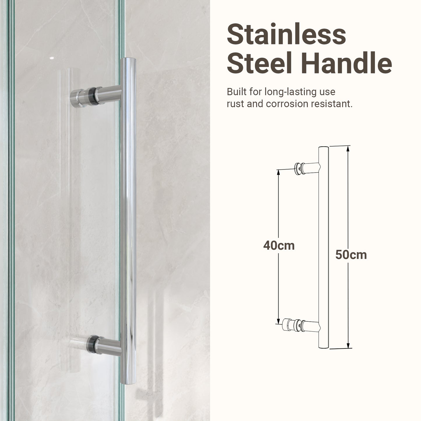 56"-60"W*72" H Frameless Single Sliding Shower Door – 5/16" (8mm) Clear Tempered Glass, Bypass Design with Chrome Finish image 7