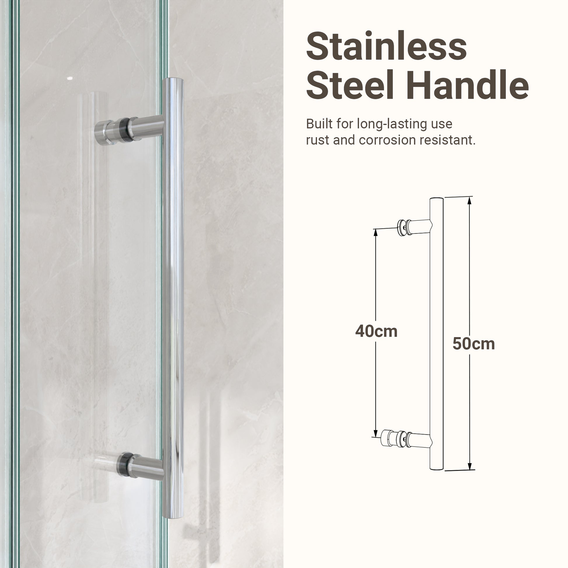 56"-60"W*72" H Frameless Single Sliding Shower Door – 5/16" (8mm) Clear Tempered Glass, Bypass Design with Chrome Finish image 7