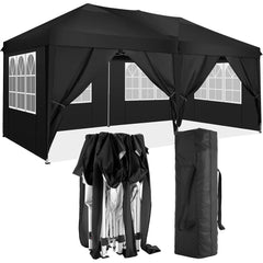 10'x20' Folding Canopy with 6 Removable Sidewalls Outdoor Event Shelter UPF 50+ Gazebo Portable Tents for Parties Beach Camping Wedding EZ Pop Up Canopy