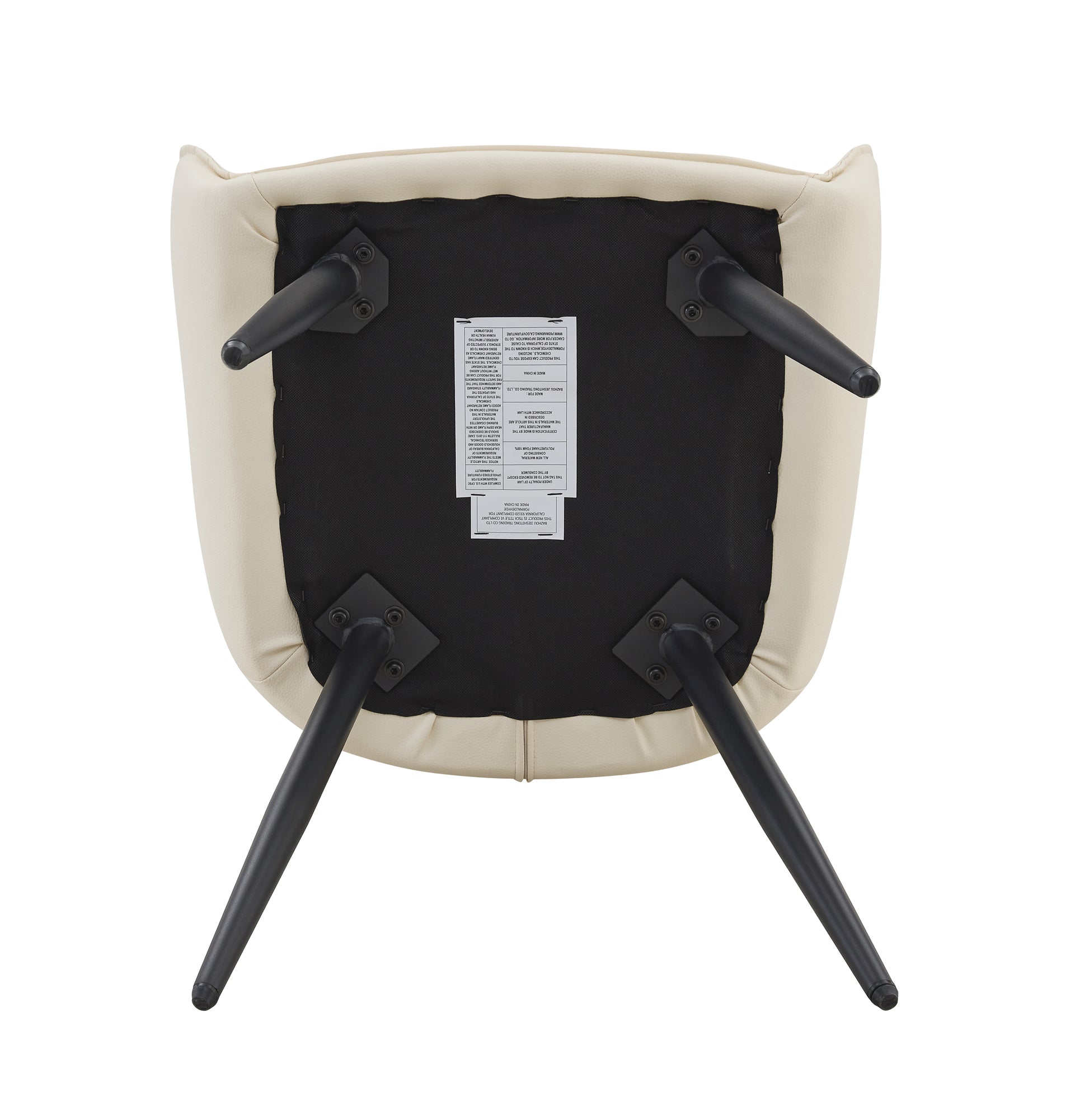 Dining Chairs Set of 2, Off White Faux Leather Dining Room Chair, Metal Kitchen Chairs with Gold Mesh Texture and Black Sanded Legs, Flat Back Upholstered Chair (Off White, Set of 2) image 12