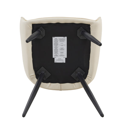 Dining Chairs Set of 2, Off White Faux Leather Dining Room Chair, Metal Kitchen Chairs with Gold Mesh Texture and Black Sanded Legs, Flat Back Upholstered Chair (Off White, Set of 2) image 12