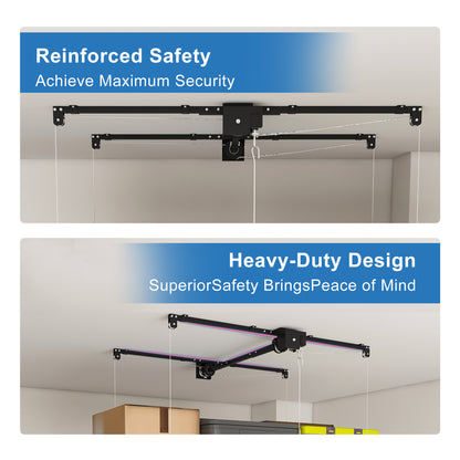 Black Overhead Garage Storage Rack 3x6 FT for High Ceilings 10-12 FT, 370LBS Capacity All-Steel Construction with Safety Lock (Installation Required, Heavy-Duty Garage Organizer) RR image 5