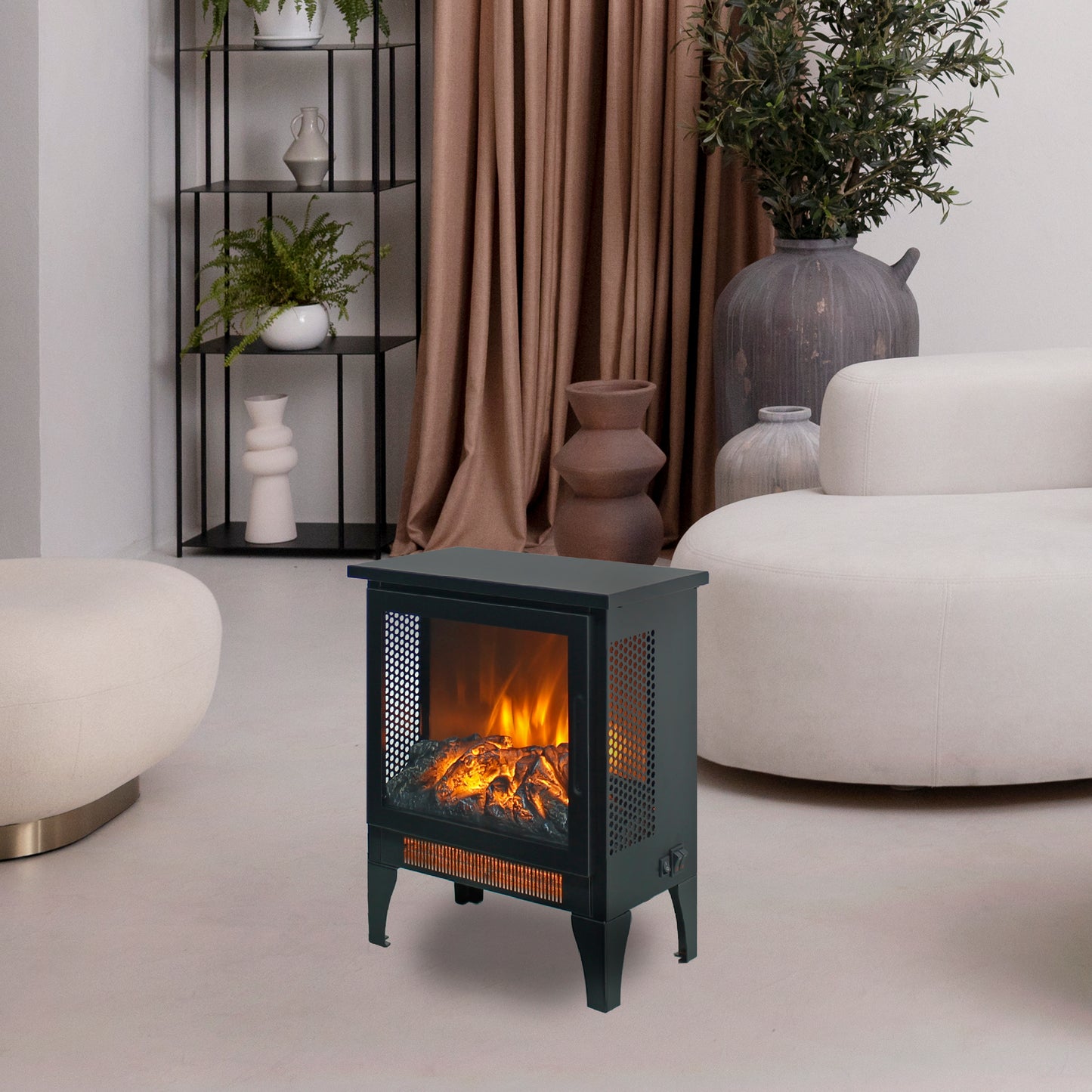 18 inch Freestanding Electric Fireplace Stove heater with 3D Flame effect image 11