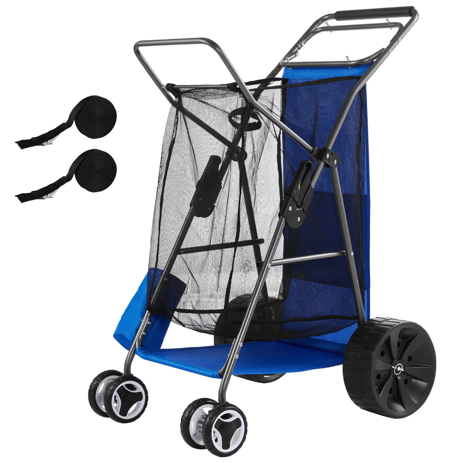 Beach Cart with Large Wheels for Sand, 165 lbs Load Capacity, Heavy Duty Folding Beach Wagon with 10" Solid Wheels, Insulated Cooler Bag, Umbrella Holder, Holds 4 Chairs for Camping & Fishing image 11
