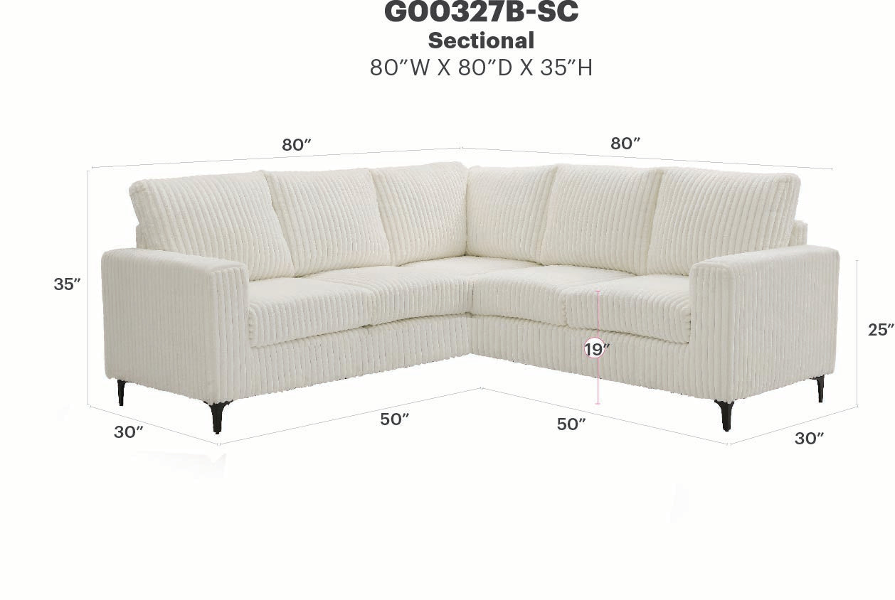 Houston G00327B-SC Sectional(Ottoman Not Include), White image 6