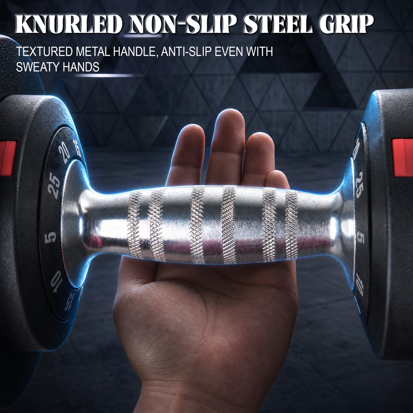 Adjustable Dumbbell Set, 10-in-1 25LB/55LB Adjustable Dumbbells with Lock System, Fast 1 Sec Adjustment, Non-Slip Grip & Storage Tray, Home Gym Workout Weights for Men Women image 9