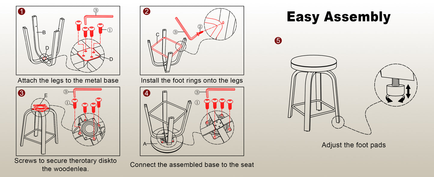 Swivel Bar Stools Set of 2, Counter Height Backless 26″ Bar Stool, Fabric Upholstered Seat, Sturdy Wood Legs and Metal Footrest, Mid-Century Modern Island Stools for Home Bars, Restaurants, Gray image 7