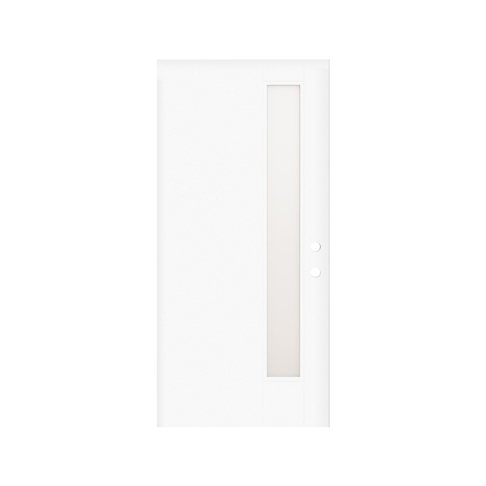 36"x80" Fiberglass Front Door with White 4-9/16" PVC Frame,Left-Hand Inswing Exterior Door with Brickmould,Contemporary minimalist smooth skin with frosted glass for Home Entrance,White image 5