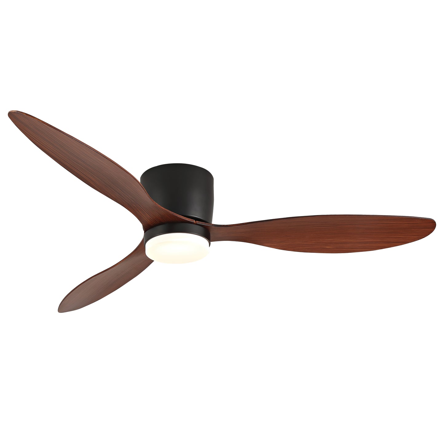 52 Inch Ceiling Fans with Lights, Flush Mount Low Profile, 3 ABS Blades Ceiling Fan with Light and Remote, 6-Speed, Reversible DC Motor, Noiseless, for Bedroom, Indoor/Outdoor, Black+Walnut image 11