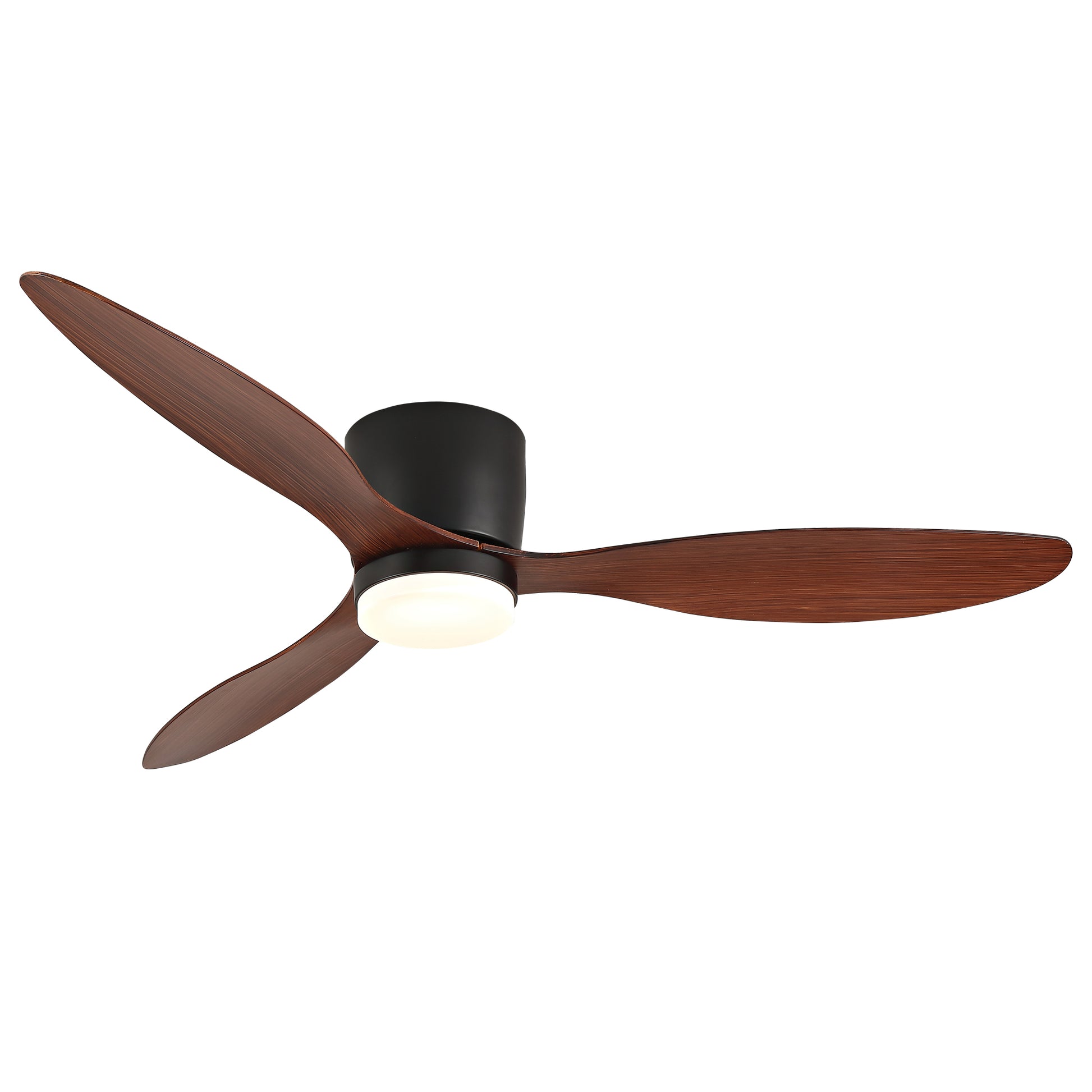 52 Inch Ceiling Fans with Lights, Flush Mount Low Profile, 3 ABS Blades Ceiling Fan with Light and Remote, 6-Speed, Reversible DC Motor, Noiseless, for Bedroom, Indoor/Outdoor, Black+Walnut image 11