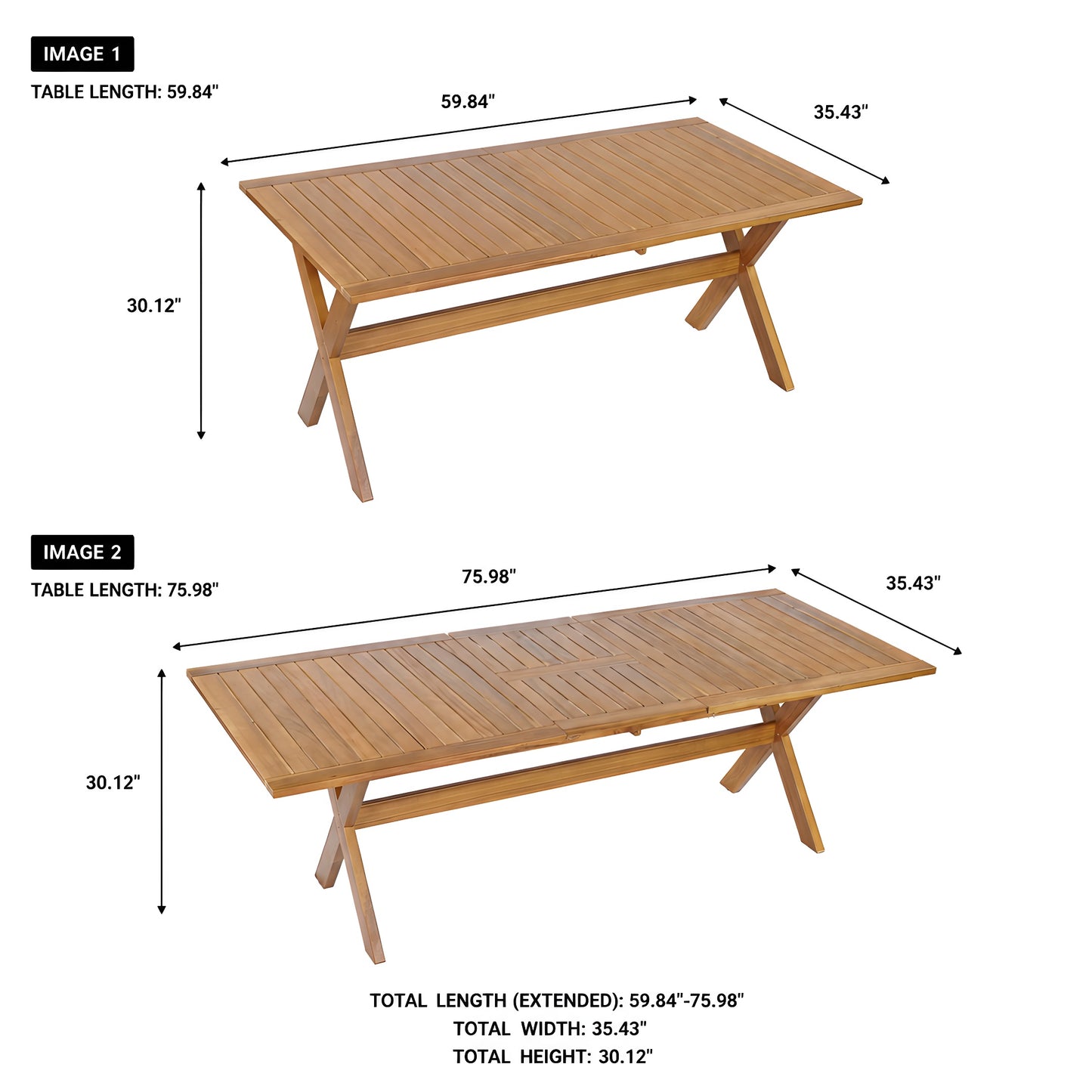 7 Pieces Acacia Wood Outdoor Dining Set with Cream Cushions,Modern 6 Chairs 1 Large Table,Dining Furniture Set for Lawn, Backyard, Garden Deck,Poolside,Teak image 4