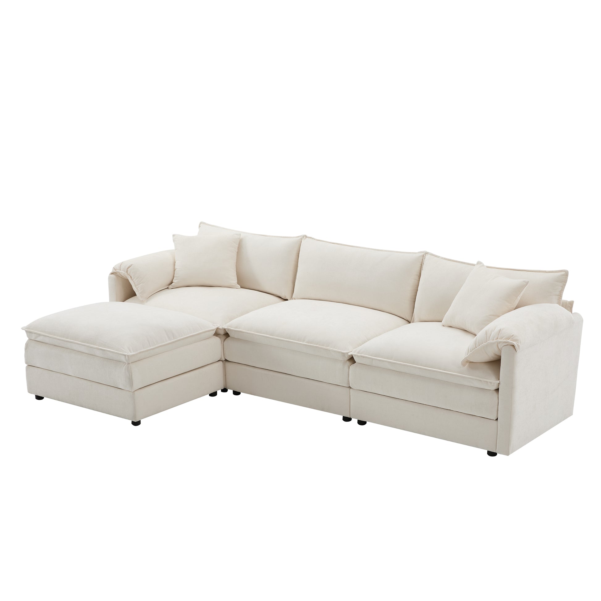 [NEW SKU of N723S0687W]103" Chenille Modular Sectional Sofa with Deep and Wide Seat, L Shaped Cloud Couch Set with Double Cushions, 4 Seat Sofa with Movable Ottoman, Oversized Indoor Furniture image 12