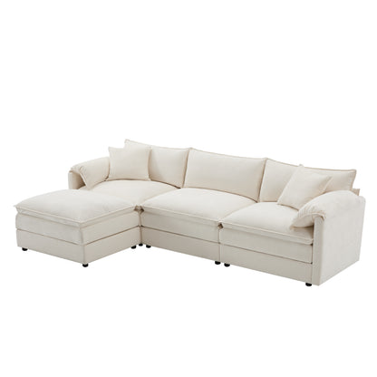 [NEW SKU of N723S0687W]103" Chenille Modular Sectional Sofa with Deep and Wide Seat, L Shaped Cloud Couch Set with Double Cushions, 4 Seat Sofa with Movable Ottoman, Oversized Indoor Furniture image 12