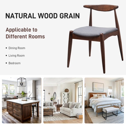 [Video] Set of 2 Rubberwood Dining Chairs with Ergonomic Backrest & Comfort Cushions, Walnut+Light Gray (same sku: 59296.00FDBEI) image 3