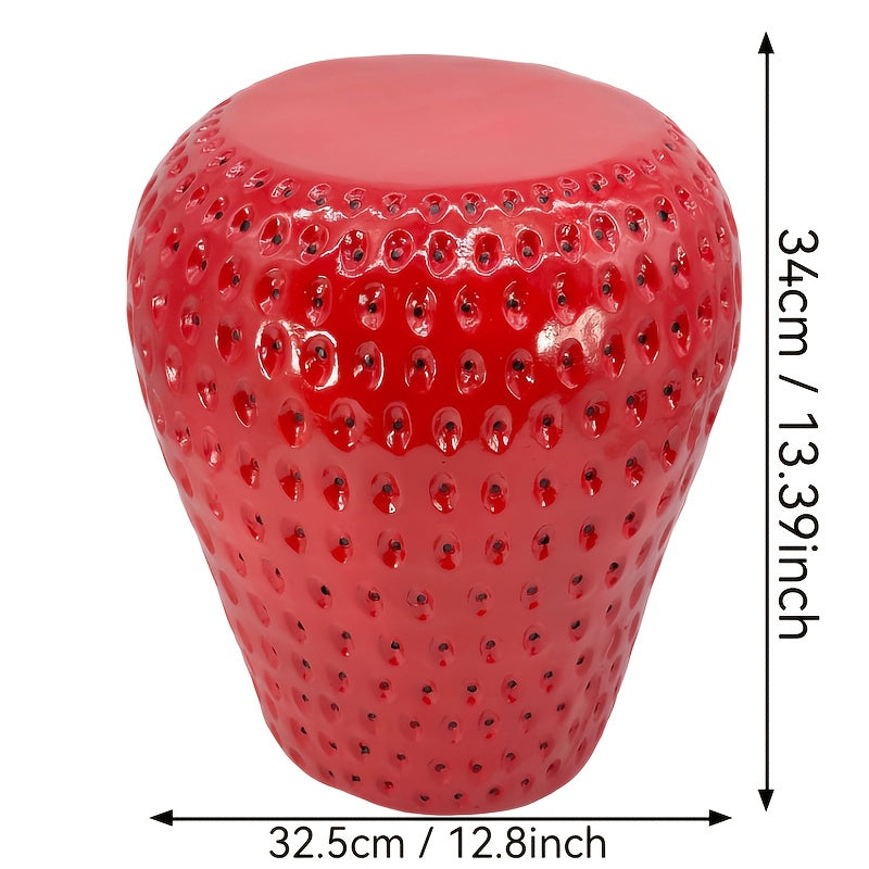 Strawberry Fruit Stool, 13.4"Oversized Resin Stool, Side Table, Home Decor Plant Stand Garden Indoor Outdoor Decorations, Multi-Purpose Innovative Garden Furniture image 4
