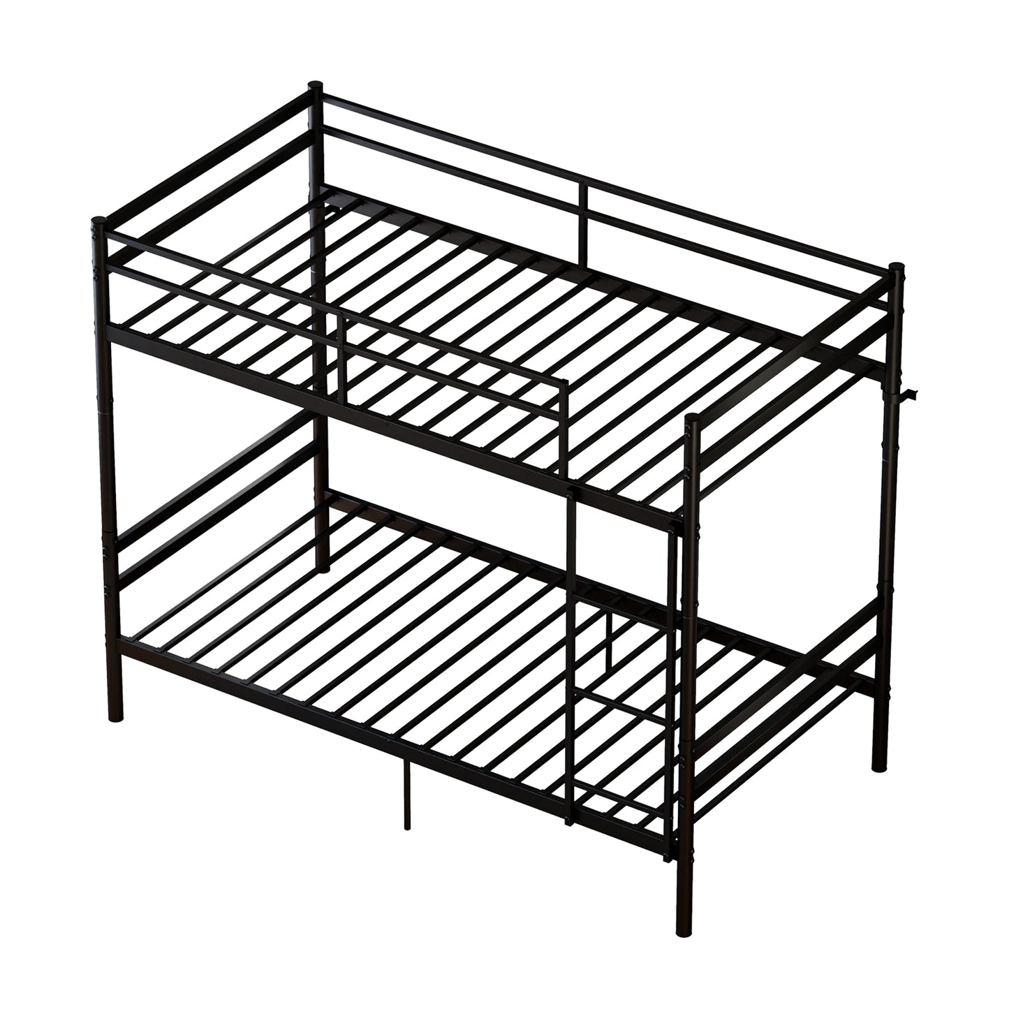 Bunk Bed with Ladder and high Guardrail Metal Bunk Bed, Storage Space, Noise Free,Twin Over Twin Size,BLACK image 10