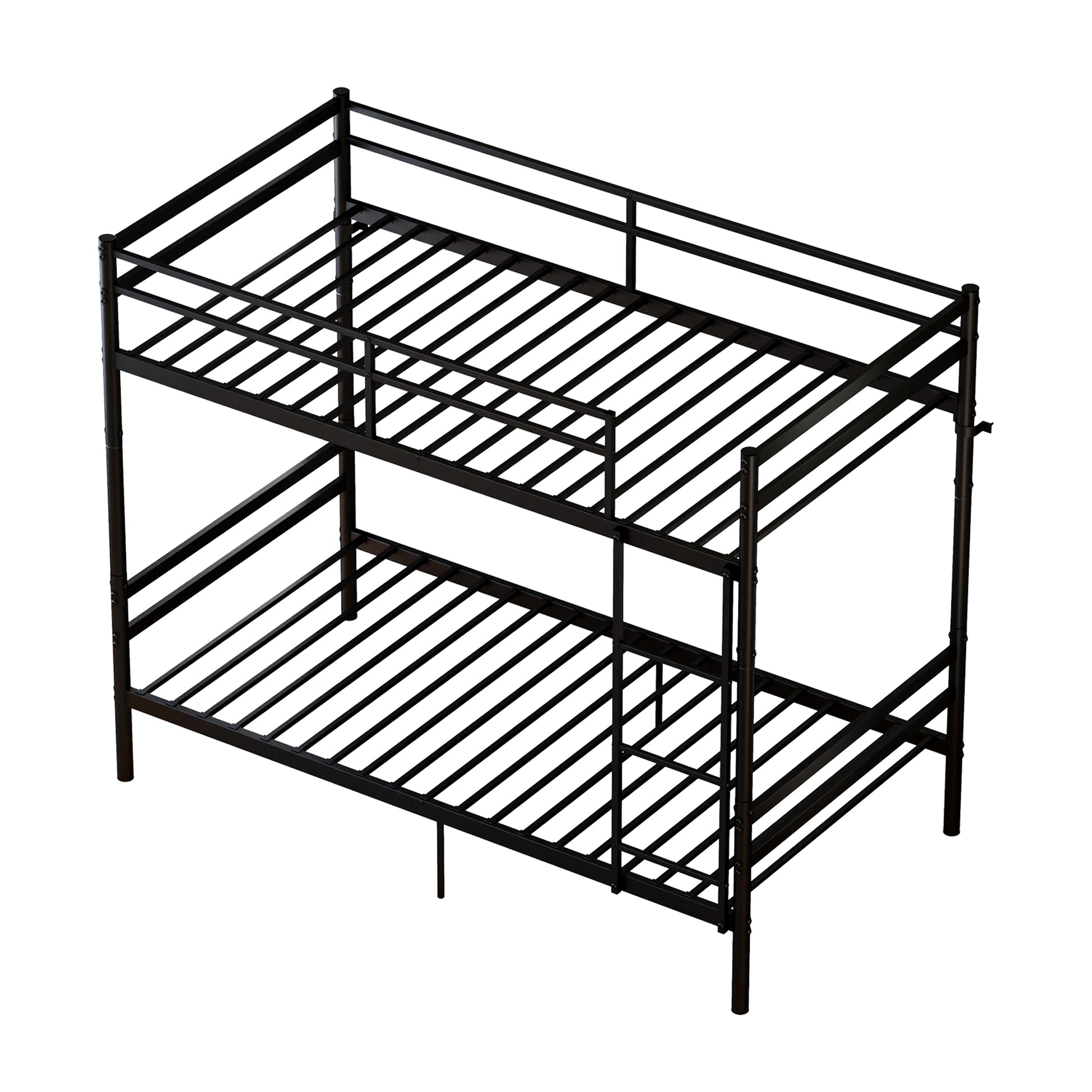 Bunk Bed with Ladder and high Guardrail Metal Bunk Bed, Storage Space, Noise Free,Twin Over Twin Size,BLACK image 10