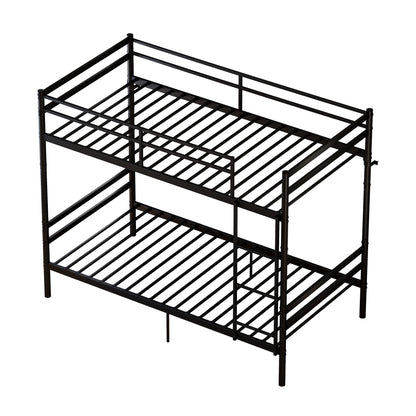 Bunk Bed with Ladder and high Guardrail Metal Bunk Bed, Storage Space, Noise Free,Twin Over Twin Size,BLACK image 10