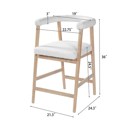 25'' Seat Height Bar Stools with Back, Comfortable Counter Stools for Kitchen Island/Dining Room, Set of 2 image 3