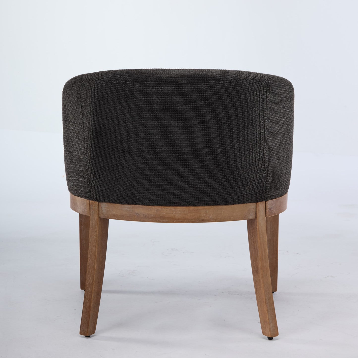 Mid Century Modern Upholstered Barrel Dining Chairs with Arms,Farmhouse Linen Kitchen & Dining Room Chairs with Natural Hardwood Frame, 19" W Accent Chairs,Single Pack,Charcoal Gray,SW1891BK image 7