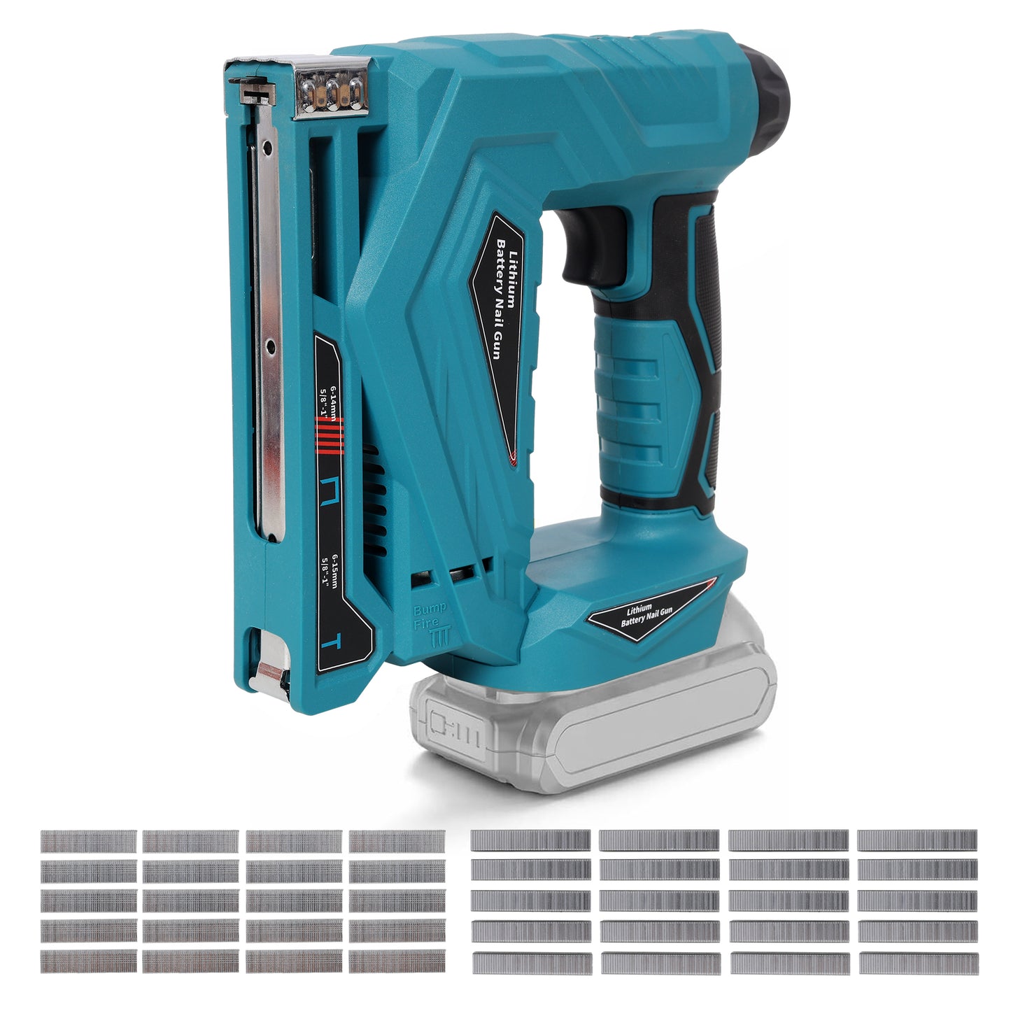 2-in-1 Cordless Brad Nailer & Narrow Crown Stapler, Compatible with Makita 20V MAX Battery, Battery Powered Nail Gun with Safety Lock, Professional Woodworking DIY Fastening Tool, Tool Only image 1