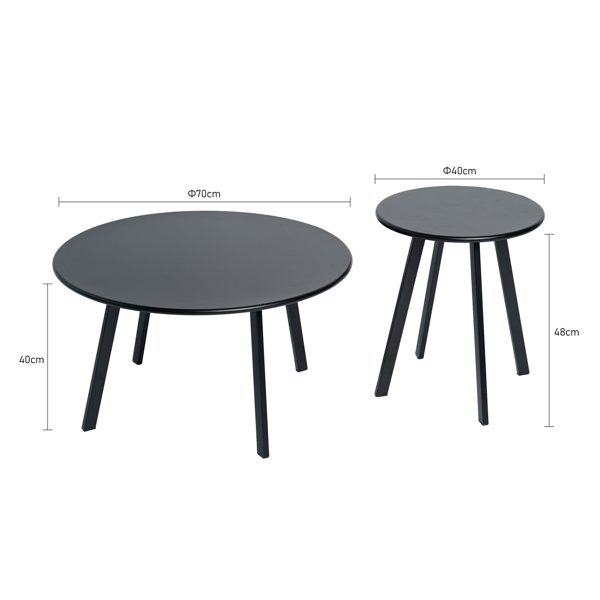2-Piece Round Nesting Coffee Table Set, Modern Black Metal Side & End Tables, Space-Saving Accent Table Set for Living Room, Bedroom, Balcony, Patio, Indoor & Outdoor Use image 6