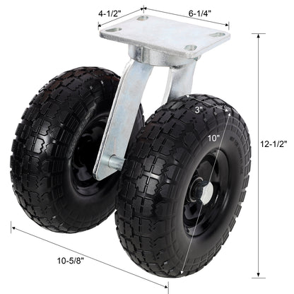 10 in Dual Flat Free Wheels Swivel Caster, 660LBS LOAD CAPACITY image 8