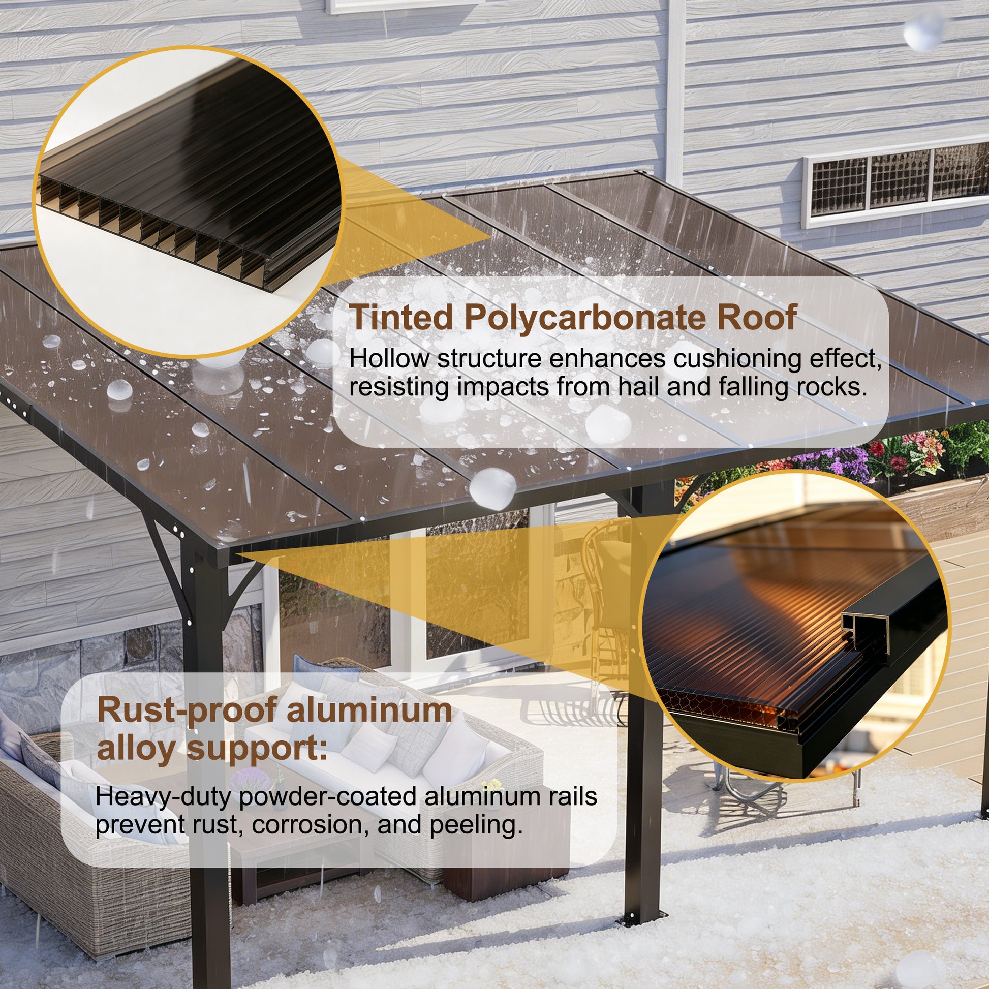 14x10 FT Hardtop Gazebo, Heavy Duty Outdoor Pergola with Tinted Polycarbonate Roof, UV & Snow Resistant, Rustproof Aluminum Frame – For Patio, Backyard, Garden, Carport image 5