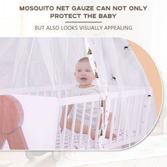 Wooden Bedside Bassinet Sleeper, Safe Stylish Baby Crib Bassinet with Locking Wheels Mosquito Net Large Storage Basket Mattress Pad Included Bassinet for Newborn and Infants