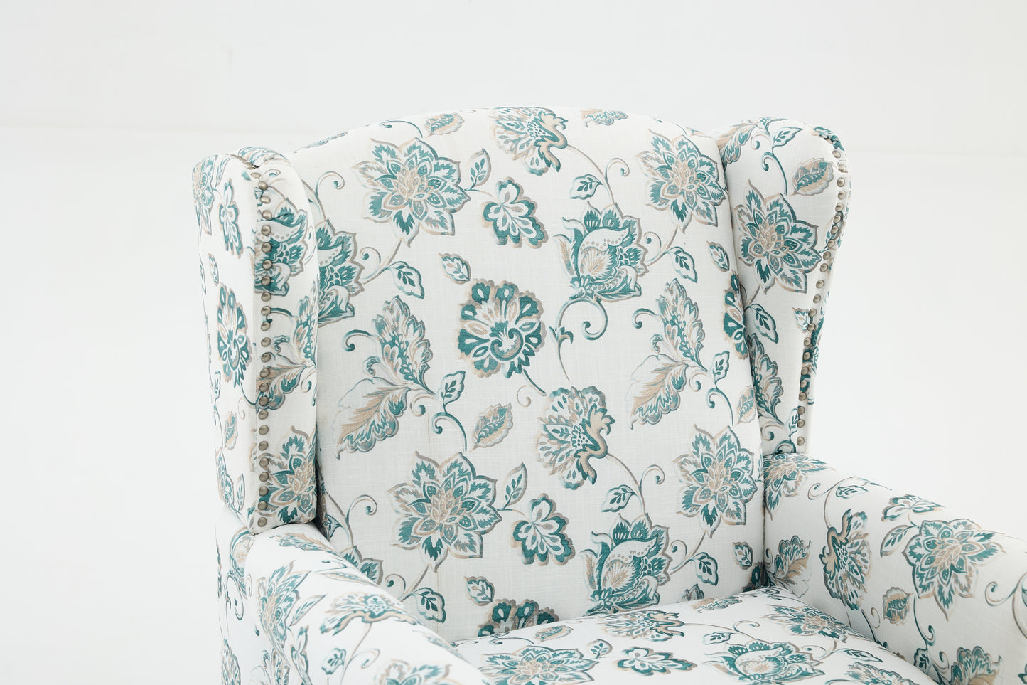 Modern Accent Chair with Retro Wood Legs, Comfy Upholstered Armchair, Floral Design Single Sofa Chair for Living Room Bedroom Office image 7